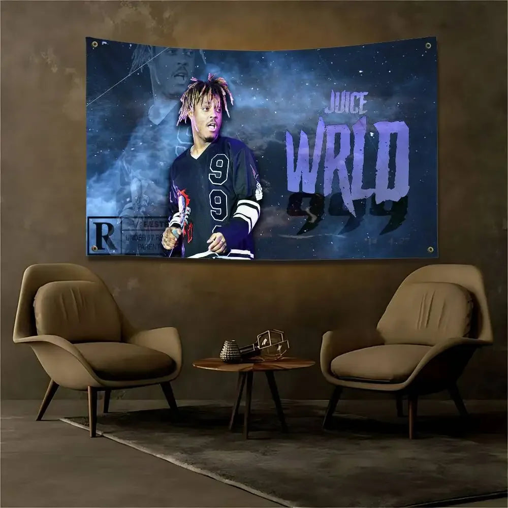 VIKAMA Juice WRLD Rapper Tapestry Musician Wall Hanging Custom Fan Merch Aesthetic Bedroom Decor Art Flag Cloth Banner