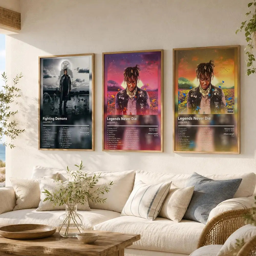 Legend Emo Rap Icon J-Juice WRLD Poster Versatile HD Waterproof Wall Art Self-Adhesive Decor for Any Space Ideal Gift