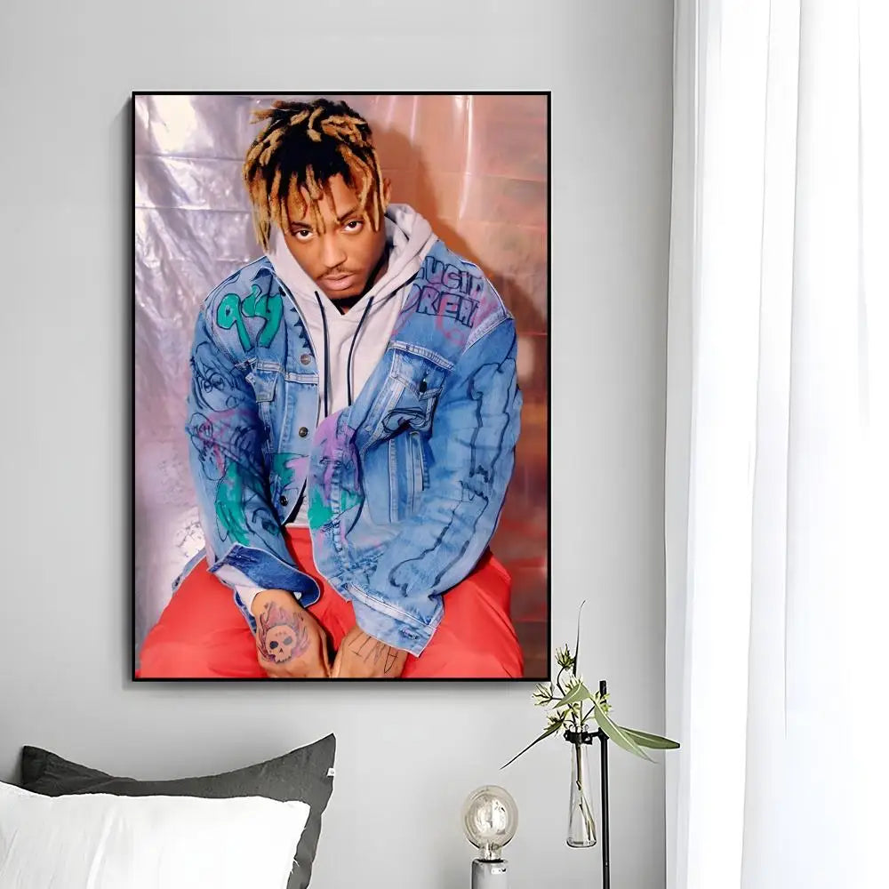 Juice WRLD Singer Rapper Poster HD art sticky wall waterproof home bedroom bar aesthetic decoration