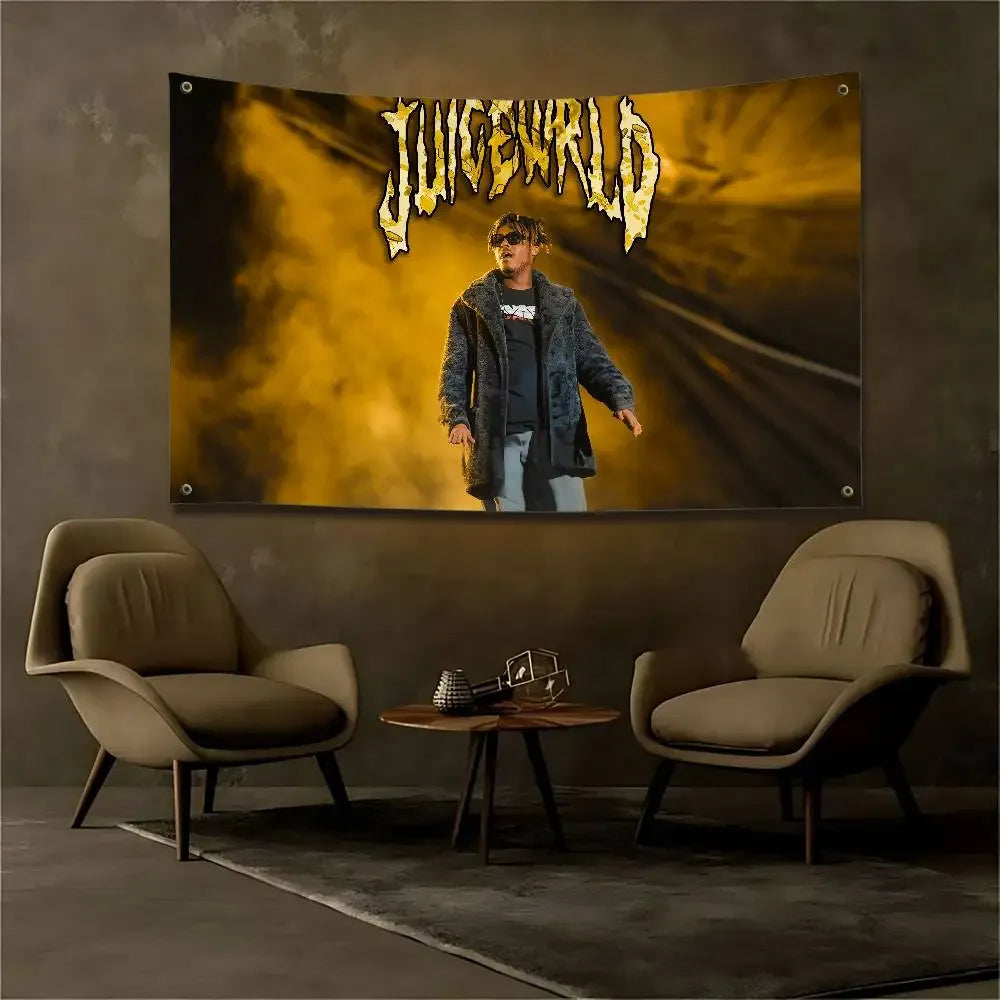 VIKAMA Juice WRLD Rapper Tapestry Musician Wall Hanging Custom Fan Merch Aesthetic Bedroom Decor Art Flag Cloth Banner