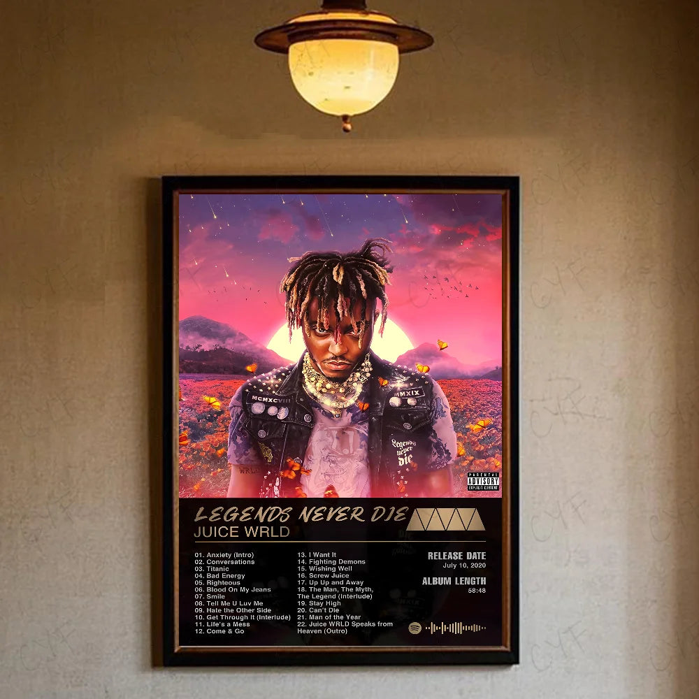 1PC Hip Hop Rapper J-Juice W-Wrld Music Poster Waterproof Wall Art Movie Posters For Bar Living Bedroom Retro Room Decor Gift