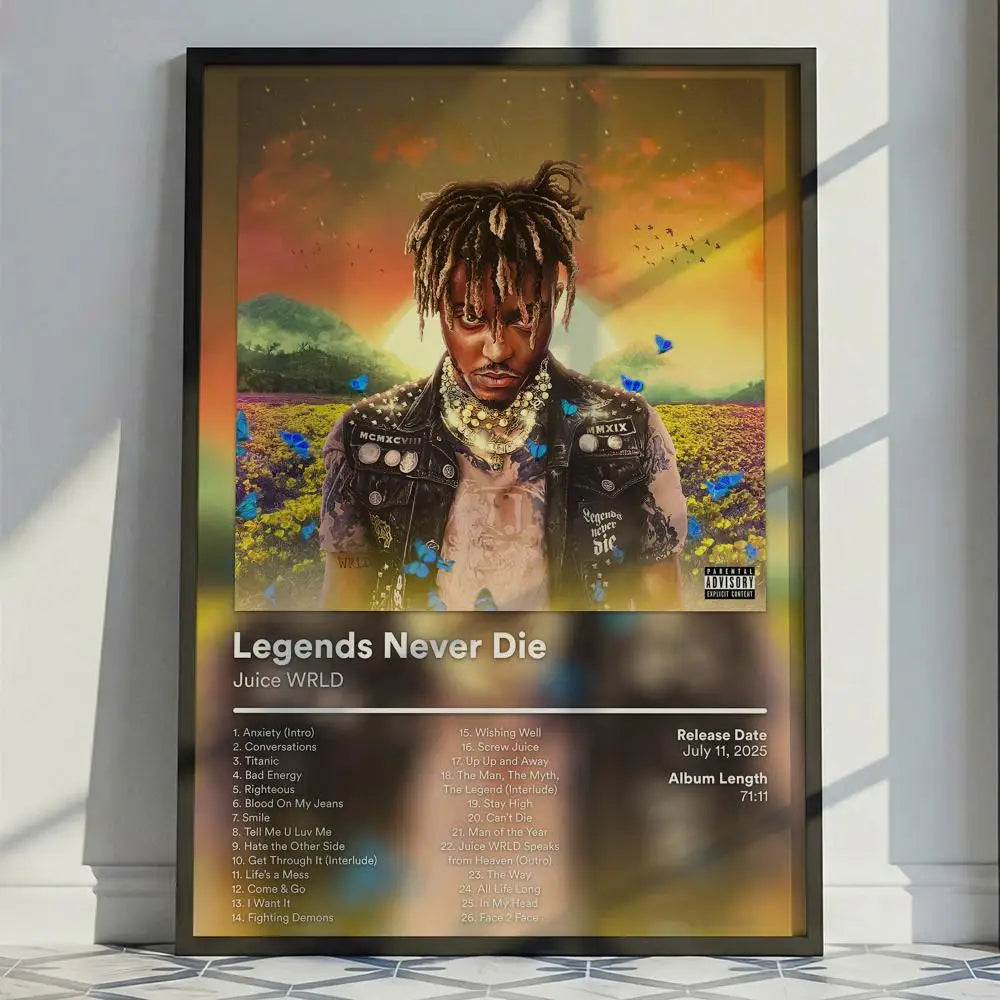 Legend Emo Rap Icon J-Juice WRLD Poster Versatile HD Waterproof Wall Art Self-Adhesive Decor for Any Space Ideal Gift