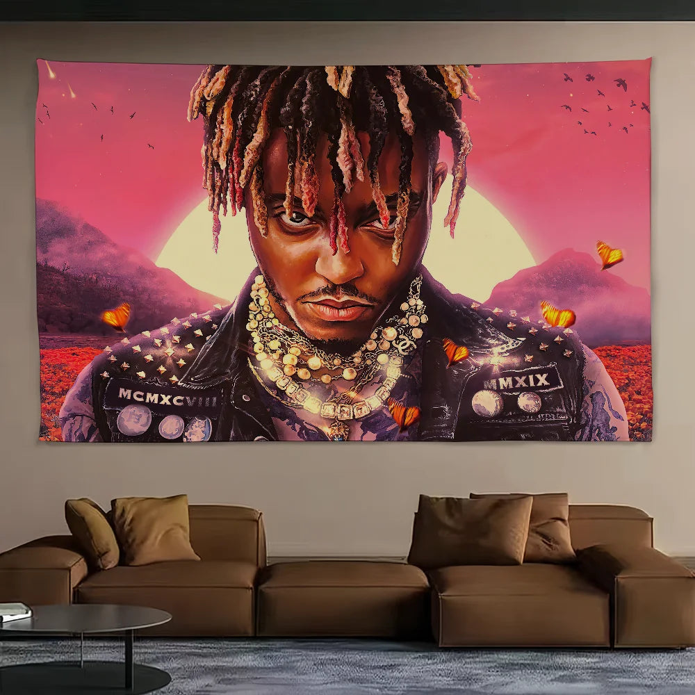 Rapper J-Juice Funny W-Wrld Cool Tapestry Background Hanging Cloth Bedroom Tapestry Room Decor Aesthetic Tapestry Wall Hanging