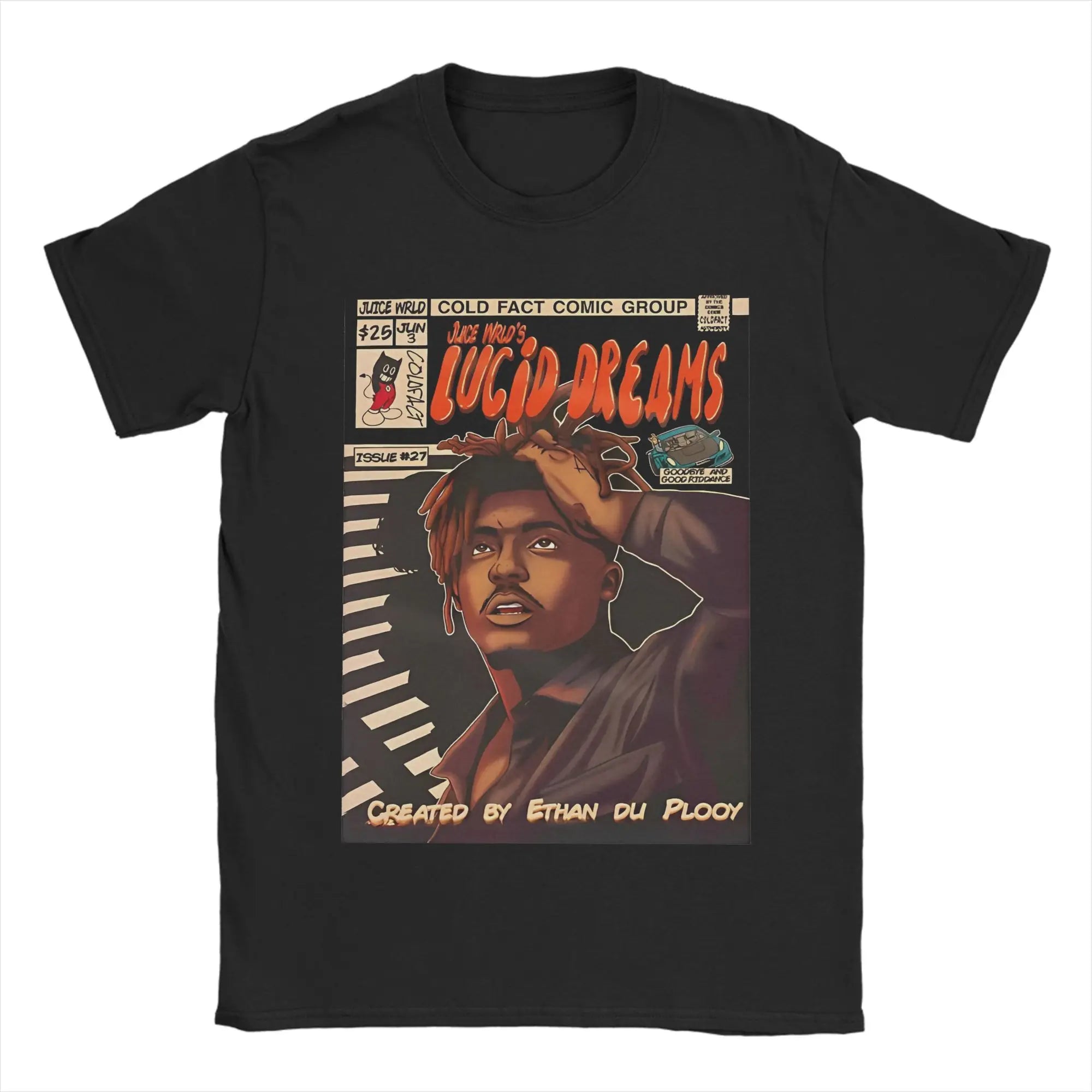 Juice Wrld Art  T-Shirt Men Cotton Tops Vintage Round Neck Short Sleeve