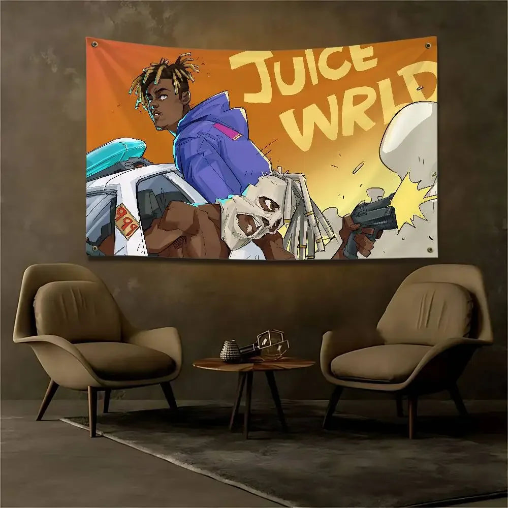 VIKAMA Juice WRLD Rapper Tapestry Musician Wall Hanging Custom Fan Merch Aesthetic Bedroom Decor Art Flag Cloth Banner