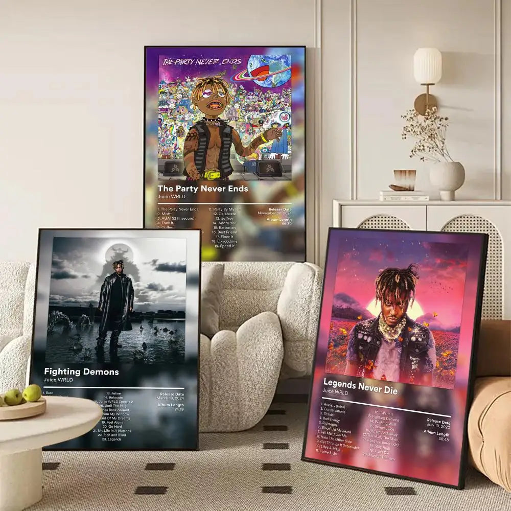 J-Juice W-WRLD Poster Waterproof Self-Stick Wall Art Stickers, Removable Wall Decor for Living Room and Bedroom