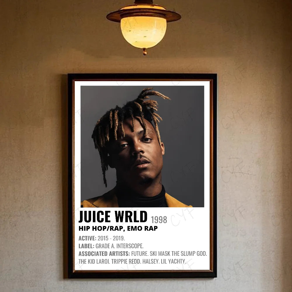 1PC Hip Hop Rapper J-Juice W-Wrld Music Poster Waterproof Wall Art Movie Posters For Bar Living Bedroom Retro Room Decor Gift