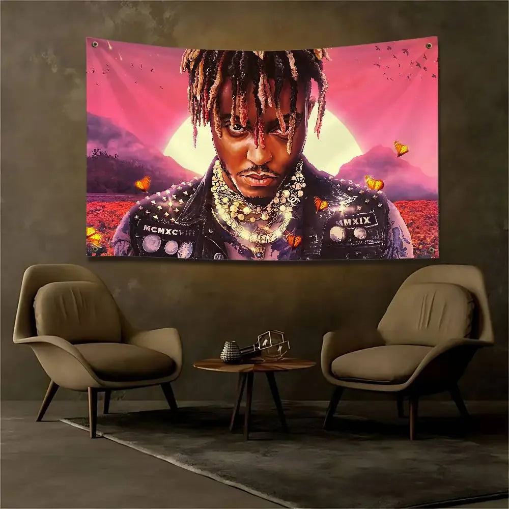 VIKAMA Juice WRLD Rapper Tapestry Musician Wall Hanging Custom Fan Merch Aesthetic Bedroom Decor Art Flag Cloth Banner