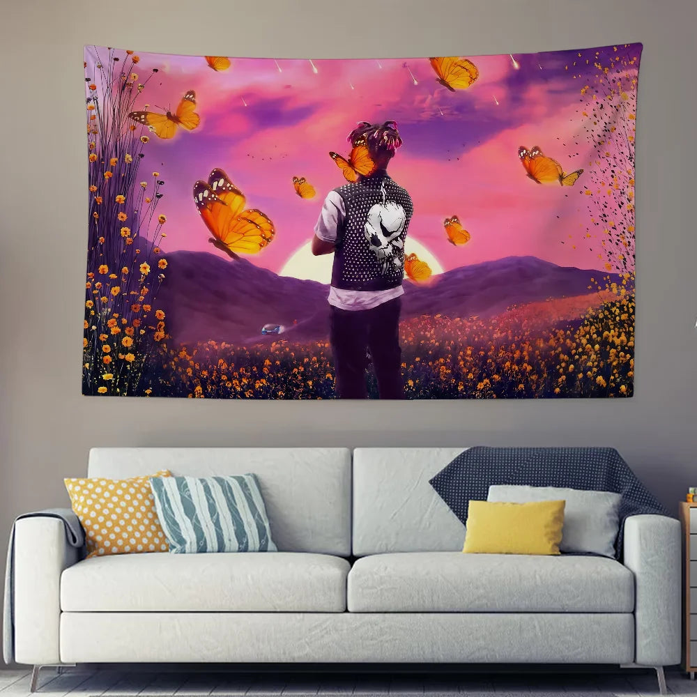 Rapper J-Juice Funny W-Wrld Cool Tapestry Background Hanging Cloth Bedroom Tapestry Room Decor Aesthetic Tapestry Wall Hanging