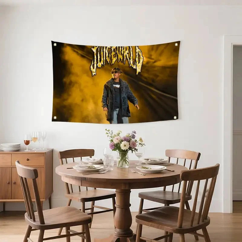 VIKAMA Juice WRLD Rapper Tapestry Musician Wall Hanging Custom Fan Merch Aesthetic Bedroom Decor Art Flag Cloth Banner