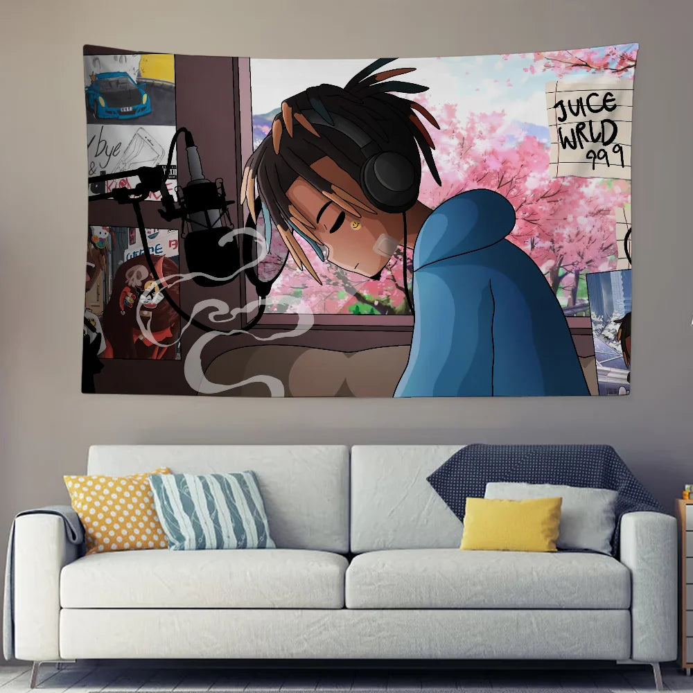 Rapper J-Juice Funny W-Wrld Cool Tapestry Background Hanging Cloth Bedroom Tapestry Room Decor Aesthetic Tapestry Wall Hanging