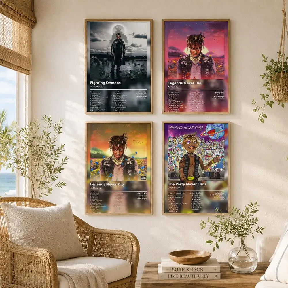 Legend Emo Rap Icon J-Juice WRLD Poster Versatile HD Waterproof Wall Art Self-Adhesive Decor for Any Space Ideal Gift