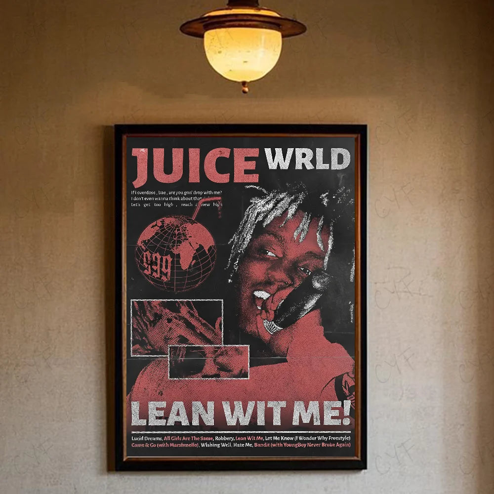 1PC Hip Hop Rapper J-Juice W-Wrld Music Poster Waterproof Wall Art Movie Posters For Bar Living Bedroom Retro Room Decor Gift