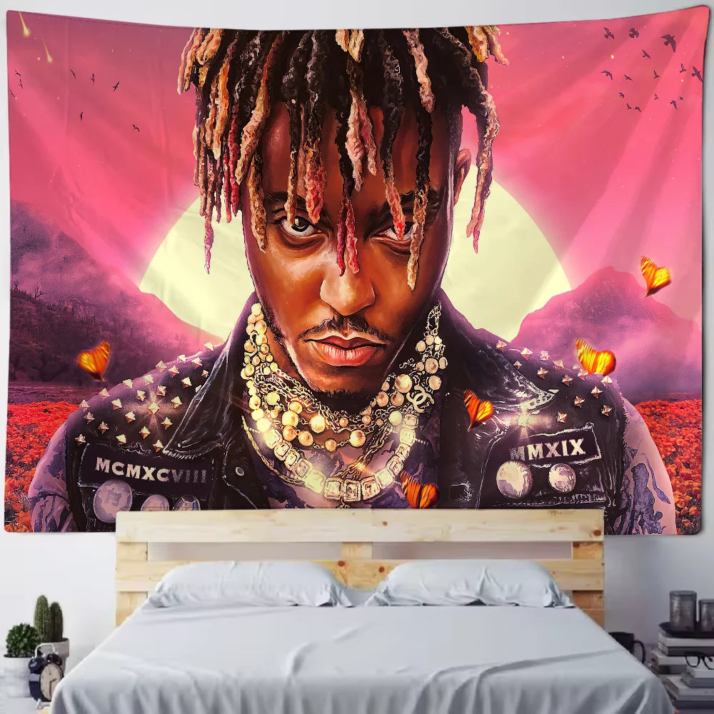 Rapper J-Juice Funny W-Wrld Cool Tapestry Background Hanging Cloth Bedroom Tapestry Room Decor Aesthetic Tapestry Wall Hanging