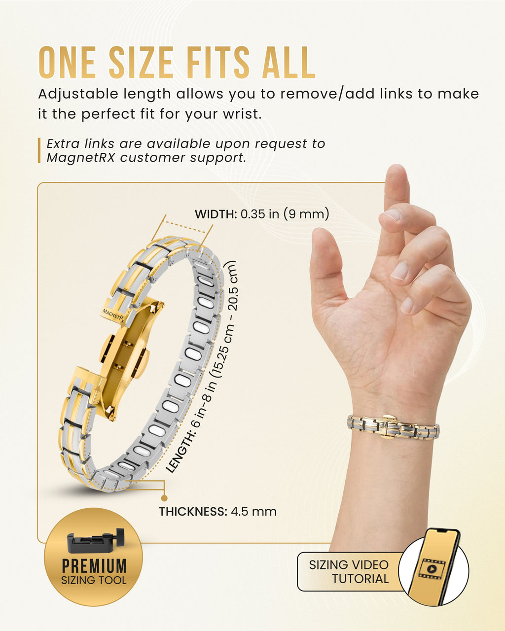EllipseMAX Magnetic Bracelet for Women (Silver & Gold)