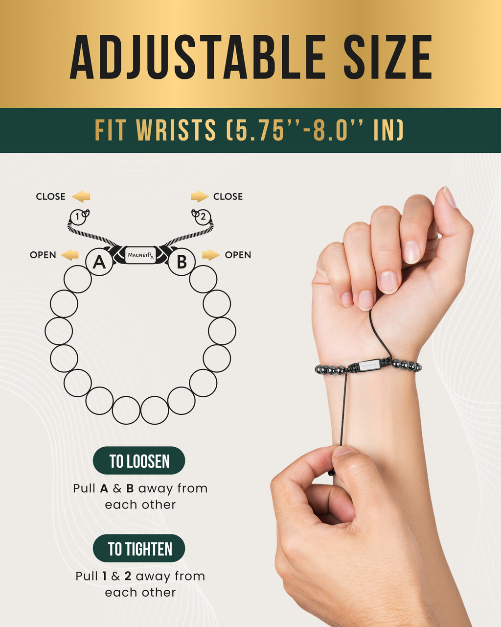 High Power Magnetic Hematite Bracelet Classic 8mm Bead