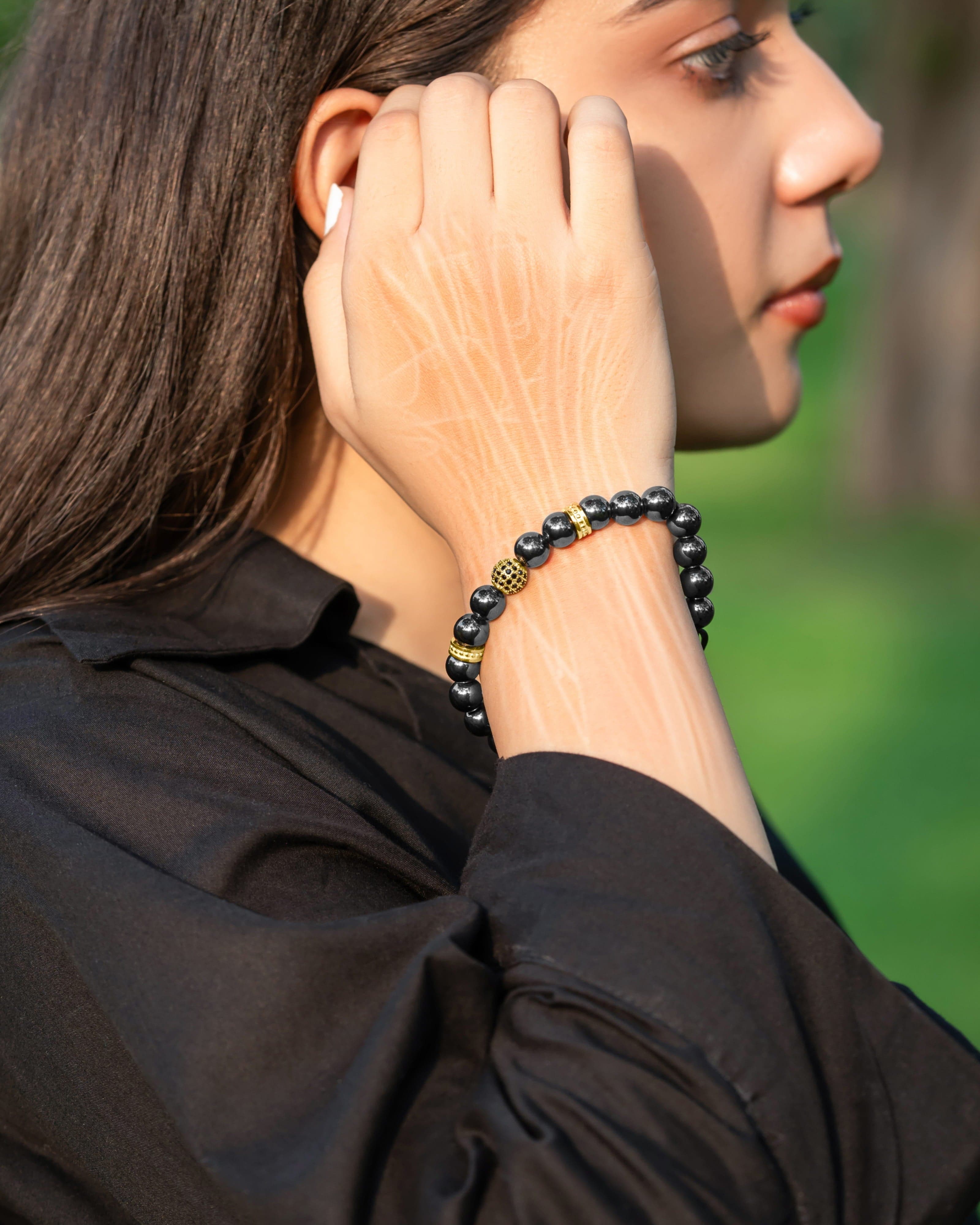 High Power Magnetic Hematite Bracelet Gold Zeus