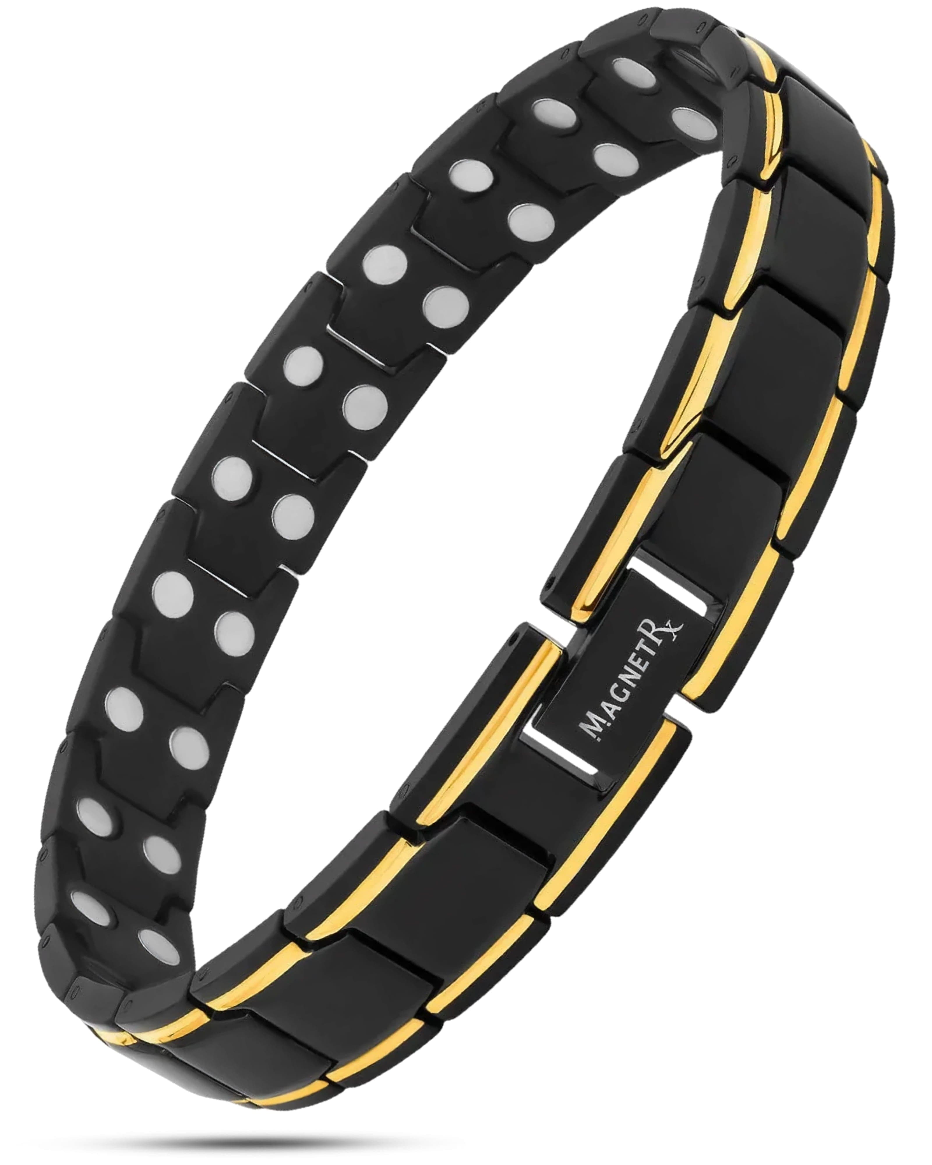 Ultra Strength Black & Gold Trim Magnetic Therapy Bracelet